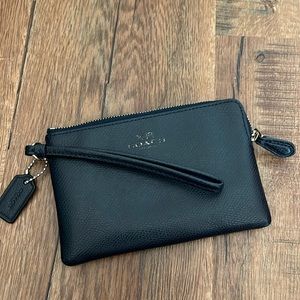 Coach blue leather wristlet